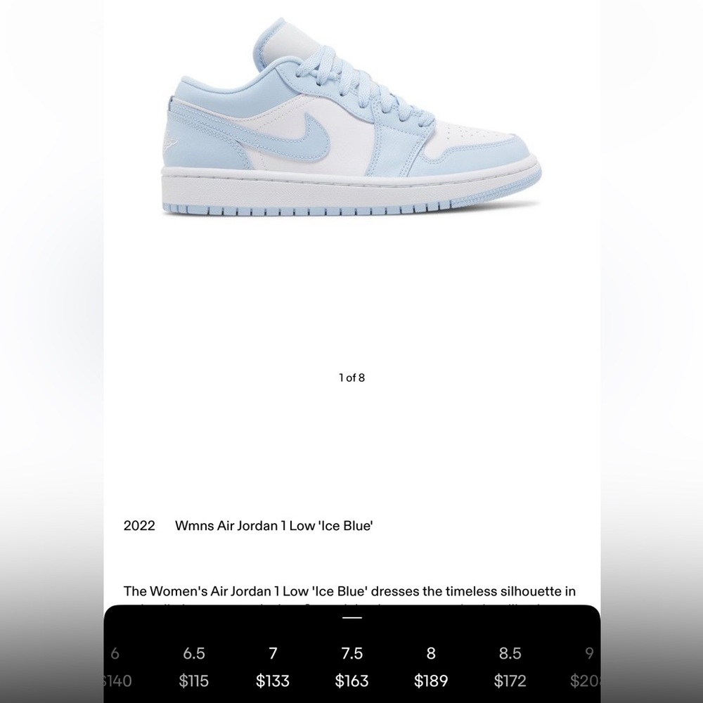Women’s Air Jordan 1 Low `Ice Blue’ - Picture 7 of 7
